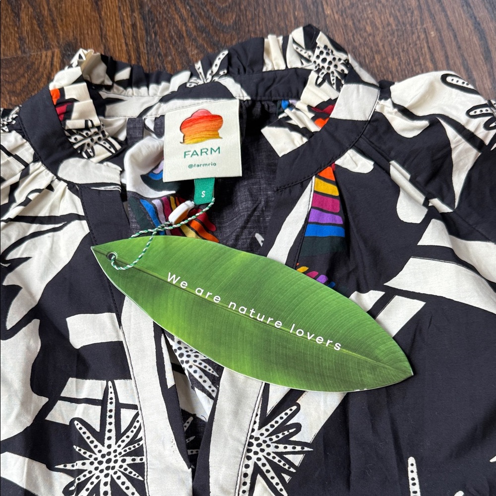 NWT  FARM RIO Toucans Wave Organic Cotton Mini Dress In Toucans Wave - Picture 4 of 16